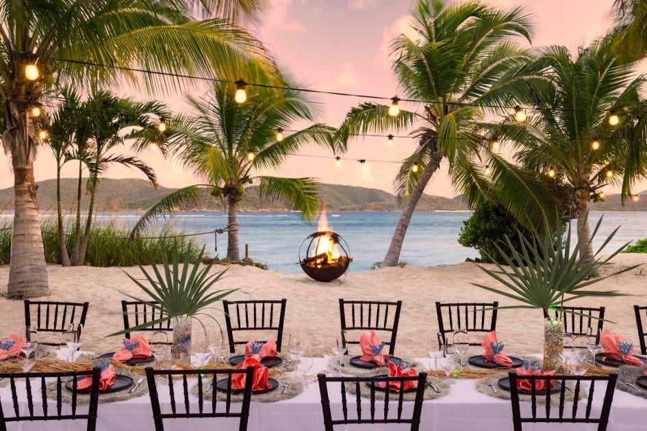 Turismo en Islas Vírgenes Británicas Cena en una playa de Necker Island. Foto de Google Maps de Necker Island