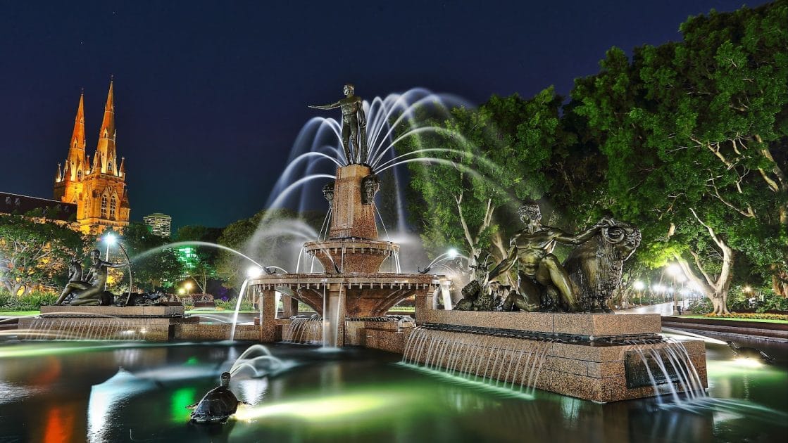 Turismo en Sydney, Australia Archibald Fountain en Hyde Park. Foto de Google Maps de APH Pixels