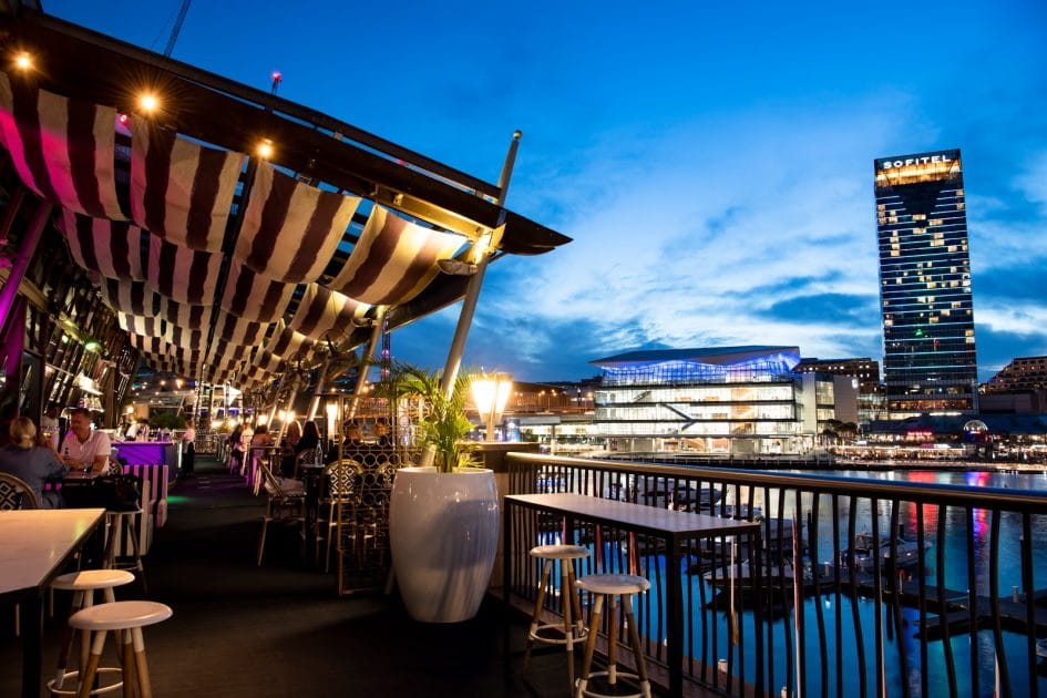 Turismo en Sydney, Australia Terrazas en Darling Harbour. Foto de Google Maps de Cafe del Mar Sydney