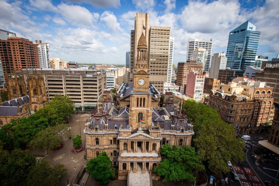 Turismo en Sydney, Australia Town Hall. Foto de Google Maps de Sydney Town Hall