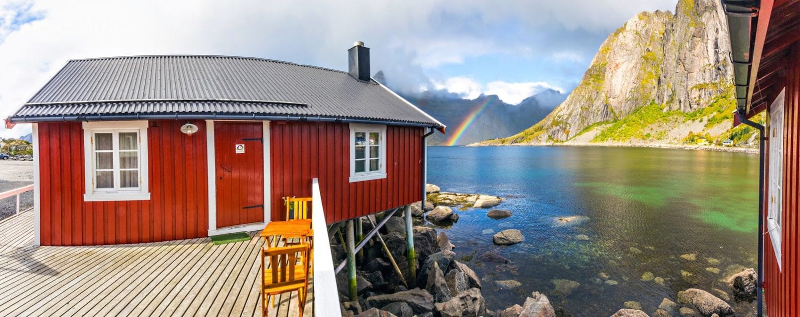 Islas de Noruega Rorbuer en Lofoten. Foto de Google Maps deEliassen Rorbuer Cabañas de Noruega, Rorbuer en Lofoten.