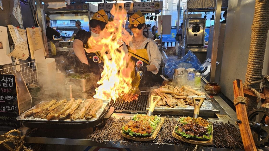 Turismo en la isla de Jeju, Corea del Sur Delicias gastronómicas en el Mercado de Dongmun