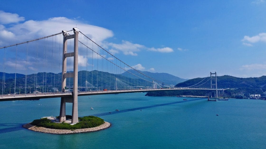 Visitar Hong Kong, China Tsing Ma Bridge. Foto de Google Maps de Louis Ng Visitar Hong Kong, China Tsing Ma Bridge