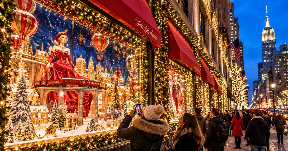 Escaparates navideños iluminados de Saks Fifth Avenue