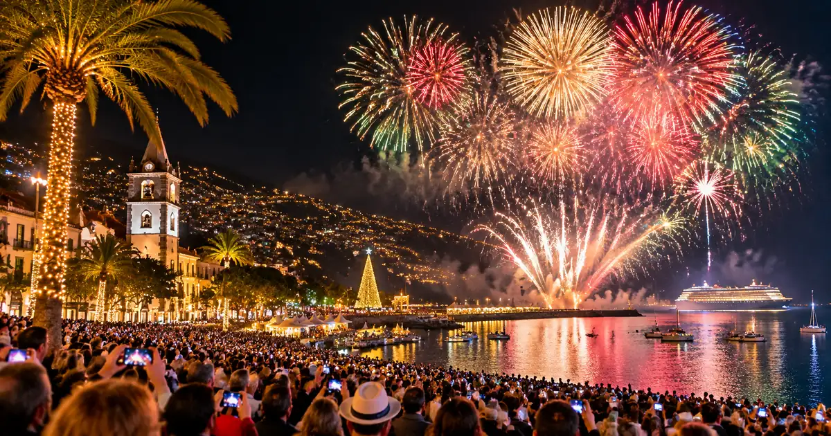 Fuegos artificiales de nochevieja en Funchal